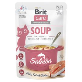 BRIT CARE Cat Soup, cu Somon, Plic Hrana Umeda Pentru Pisici (supă cremoasă), 75g