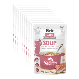 BRIT CARE Cat Soup, cu Somon, Set Plicuri Hrana Umeda Pentru Pisici (supă cremoasă), 12x75g