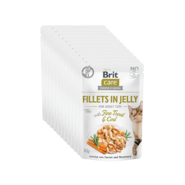 BRIT CARE Fillet in Jelly, cu Pastrav si Cod, Set Plicuri Hrana Umeda, Fara Cereale,  Pisici (file in sos) 12x85g