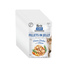 BRIT CARE Fillet in Jelly, cu Pui si Branza, Set Plicuri Hrana Umeda, Fara Cereale,  Pisici (file in aspic) 12x85g