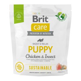 BRIT CARE Sustainable Puppy, cu Pui și Insecte, Hrană Uscată Sustenabilă pentru Catei Juniori, Sistem Digestiv Sănătos, 1kg