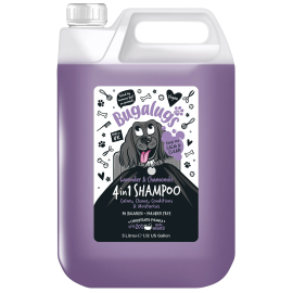 BUGALUGS Lavander 4 in 1 Sampon Vegan Pentru Caini, Aroma de Lavanda | Calmeaza | Curata | Conditioneaza | Hidrateaza Pielea si Blana, 5L