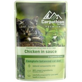 CARPATHIAN Premium Kitten, Plic Hrana Umeda Pisici Junioare, cu Pui in Sos, 80g