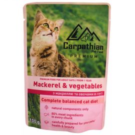 CARPATHIAN Premium, Plic Hrana Umeda Pisici Adulte, cu Macrou si Legume in Sos, 100g