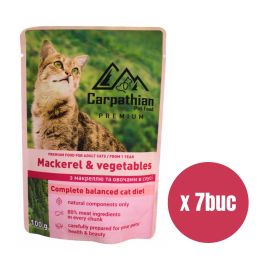 CARPATHIAN Premium, Plic Hrana Umeda Pisici Adulte, cu Macrou si Legume in Sos, 100g