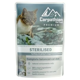 CARPATHIAN Premium Sterelised, Plic Hrana Umeda Pisici Adulte Sterilizate, cu Curcan in Aspic, 80g