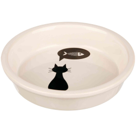Castron Ceramic Alb Pentru Pisici, 0.25L | 13cm