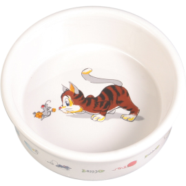 Castron Ceramic Alb Pentru Pisici, 0.2L | 11cm