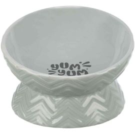 Castron Ceramic Inaltat, Ergonomic, Pentru Caini, Gri, 350ml | 17cm