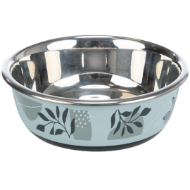 Castron din Inox cu Invelis din Plastic Albastru / Gri, Antiderapant, Pentru Caini, 400ml