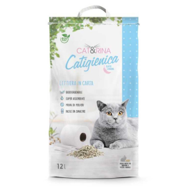 CAT&RINA Asternut Ecologic Celuloza Litiera Pisici, Custi si Colivii, 12Litri