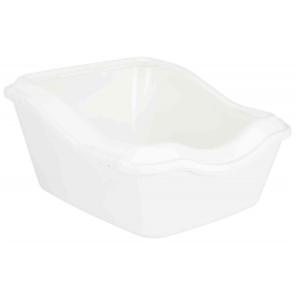 CLEANY Litiera Inalta cu Rama Pentru Pisici, Alba, 54x45x21(29)cm