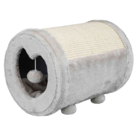 Culcus Cilindric cu Sisal Pentru Pisici, Plus Gri, Saltea Detasabila, 39x27cm
