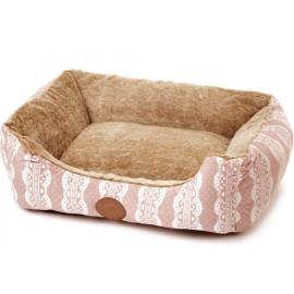 Culcus Imblanit Pentru Caini si Pisici, Plus Albastru cu Buline 56x47x17cm