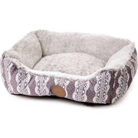 Culcus Imblanit Pentru Caini si Pisici, Poliester si Plus  Bej 50x40x17cm