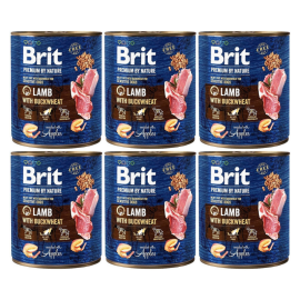 BRIT PREMIUM By Nature, Miel si Hrisca, Set Conserve Hrana Umeda Caine (pate) 6x800g