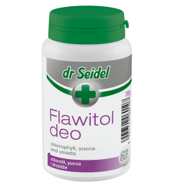DR. SEIDEL Flawitol Deo, cu Clorofila si Yucca Schidigera, Pentru Reglarea Digestiei si o Respiratie Fresh la Caini si Pisici, 60tablete