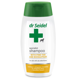 Dr. SEIDEL Sampon Dermatocosmetic, cu Biosulfura, Pentru Caini cu Piele Grasa, Antiseboreic si Calmant al Senzatiei Severe de Prurit, 220ml