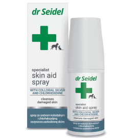 DR. SEIDEL Skin Aid Spray Antiseptic si Cicatrizant, cu Argint Coloidal, Pentru Caini si Pisici, 50ml