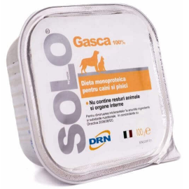 SOLO DRN, cu Gasca, Hrana  Umeda Dietetica Monoproteica Pentru Caini si Pisici, 100g