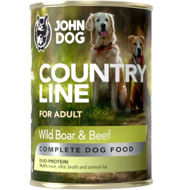 JOHN DOG Country Line Adult, Mistret si Vita, Conserva Hrana Umeda Fara Cereale, Caine Adult, 400g