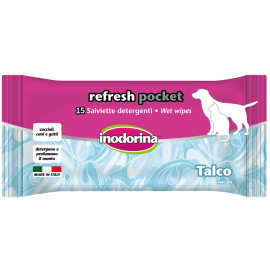 INODORINA Refresh, Servetele Umede Pentru Caini si Pisici, cu Aroma de Talc, 15buc