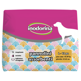 INODORINA Scutece Absorbante Pentru Caini, Femele, Marime L 10-20kg, 12buc