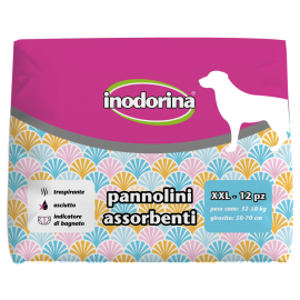 INODORINA Scutece Absorbante Pentru Caini, Femele, Marime XXL 32-50kg, 12buc