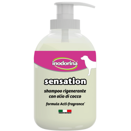 INODORINA Sensation Sampon Regenerant Pentru Caini, cu Ulei de Cocos, Orice Tip de Blana, 300ml