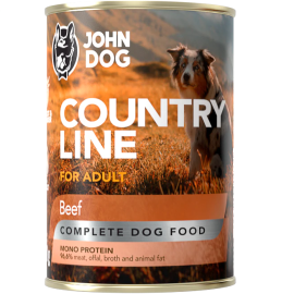 JOHN DOG Country Line Adult, cu Vita, Conserva Hrana Umeda Monoproteica, Fara Cereale, Caine Adult, 400g