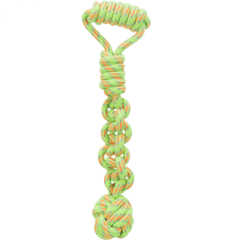 Jucarie Caini, Franghie Impletita cu Minge si Maner, 38cm | Diametru Minge 8cm