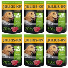 JULIUS K9 DOG, Set Plicuri Hrana Umeda Pentru Caini, Pate cu Curcan in Aspic, 6x125g