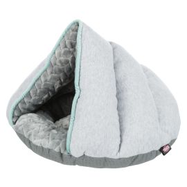 JUNIOR Cave, Casuta din Plus Pentru Pui de Catel si Adulti de Talie Mica, Gri | Verde, 45x30x40cm