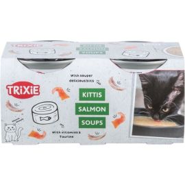 KITTIS, Set Conserve Hrana Umeda Pentru Pisici, Supa de Somon si Pui, 4x80g