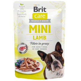 BRIT CARE MINI Adult, Miel, Plic Hrana Umeda Fara Cereale, Caine (fillet carne in sos) 85g