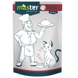 MASTER CAT Plic Hrana Umeda, cu Vita in Aspic, Pentru Pisici Adulte, 80g