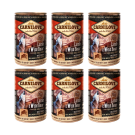 CARNILOVE Grain Free Adult, Miel si Mistret, Set Conserve Hrana Umeda Caine (pateu, 67% carne, fara cereale), 6x400g