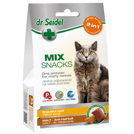 Dr. SEIDEL Mix 2 in 1, Recompense Pentru Pisici, Anti-Hairball si Pentru o Blana Frumoasa, Stralucitoare, 50g