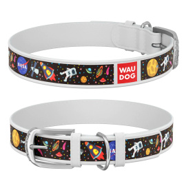 WAUDOG Design, Zgarda Piele Caini, cu Smart ID Tag, Model NASA, Marime XL 46-60cm