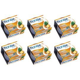 MONGE Fruits Cat, cu Ton si Ananas, Set Conserve Hrana Umeda Pentru Pisici, 6x80g