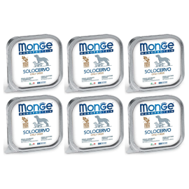 MONGE MONOPROTEIN SOLO Cerb, Bax Hrana Umeda Monoproteica, Fara Cereale, Caine, (pateu) 6x150g
