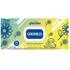 RECORD Servetele Umede Antibacteriene, cu Extracte Organice Vegetale, Musetel, Pentru Caini si Pisici, 40Buc