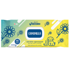 RECORD Servetele Umede Antibacteriene, cu Extracte Organice Vegetale, Musetel, Pentru Caini si Pisici, 80Buc