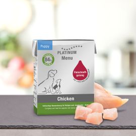 PLATINUM Menu Puppy, cu Pui, Hrana Umeda Pentru Caini Juniori 375g
