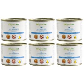 OrganicVet  Feline Sensitive, Set Conserve Hrana Umeda, cu Peste si Orez,  Pentru Pisici, 6x200g
