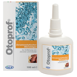 ICF OTOPROF Solutie Auriculara Ceruminolitica pentru Curatarea Profesionala  a Pavilionului Urechii si a Conductului Auditiv Extern, Caine / Pisica, 100ml