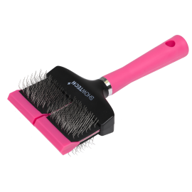 SHOW TECH+ Flex Groom Double Soft, Perie Slicker Profesionala Dubla, Cap Flexibil, Caini Talie Medie sau Mare cu Blana Moale, Fina