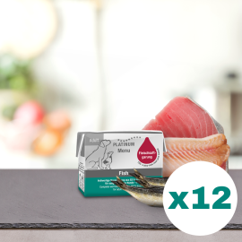 PLATINUM Menu Adult, cu Peste, Bax Hrana Umeda Pentru Caini 12x90g