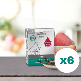 PLATINUM Menu Adult, cu Peste, Bax Hrana Umeda Pentru Caini 6x185g