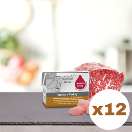 PLATINUM Menu Adult, Porc Iberic si Curcan, Bax Hrana Umeda Pentru Caini, 12x90g